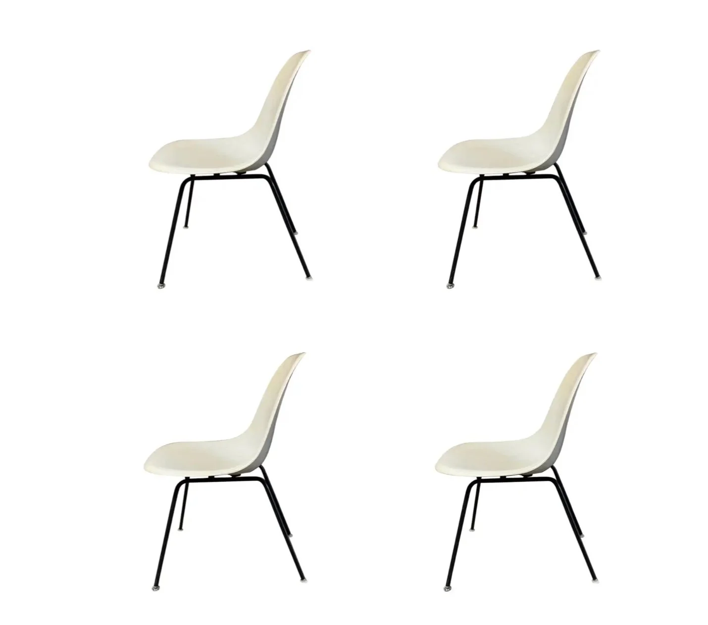 Set of 4 Vintage White Fiberglass Eames Chairs by Herman Miller
